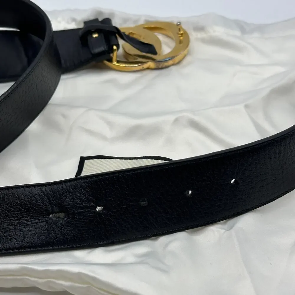 GUCCI GG Marmont Wide Leather Belt With Buckle Gold Sz 100 / 40